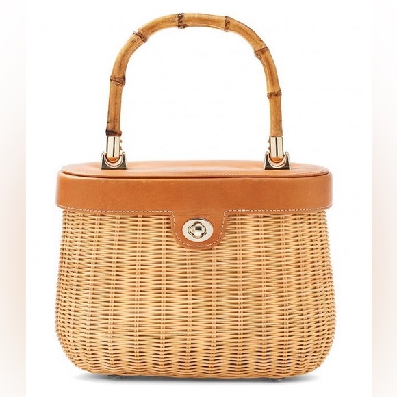 J. McLaughlin Handbags - NWT J. McLaughlin Ava Bamboo Handle Wicker Satchel Bag